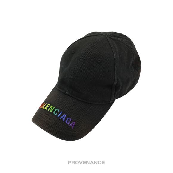 🔴 Balenciaga Embroidered Rainbow Logo Cap - Washed Black - Picture 2 of 12